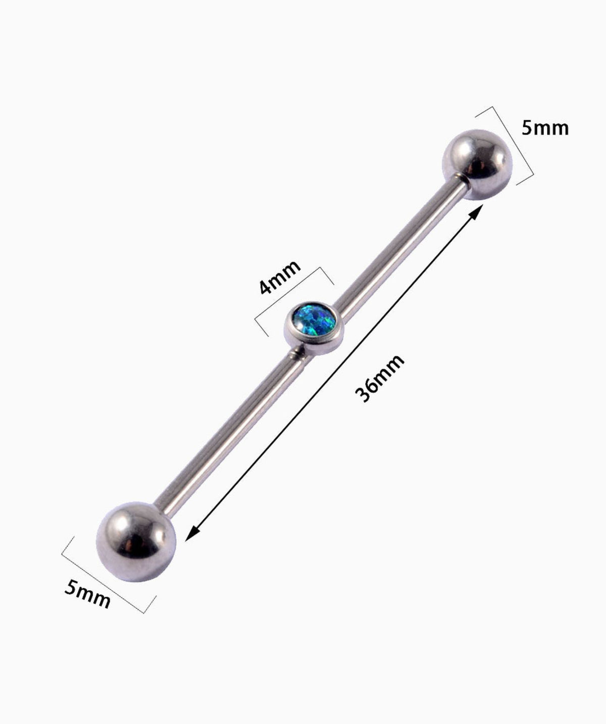 Titanium Opal Industrial Barbell - Titanium - Industrial - Oumo Jewelry