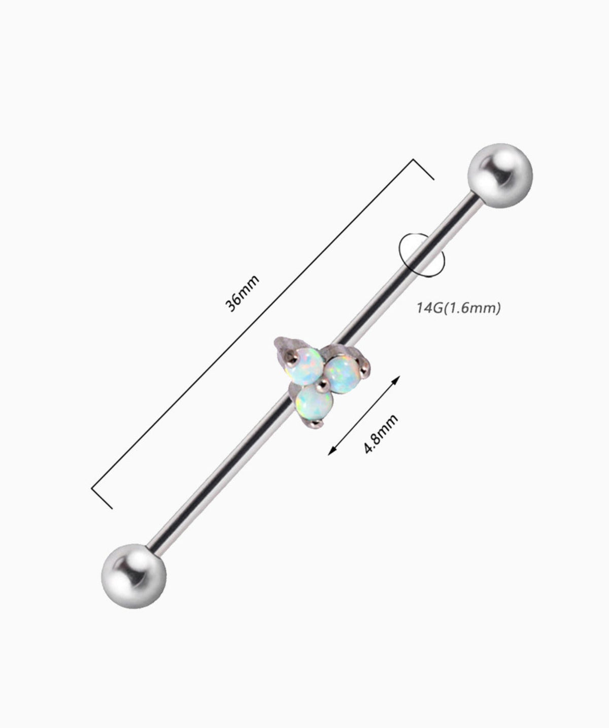 Titanium Opal Hazy Industrial Barbell - Titanium - Industrial - Oumo Jewelry