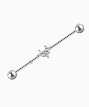 Sparkling Love Industrial Barbell - Stainless Steel - Industrial - Oumo Jewelry