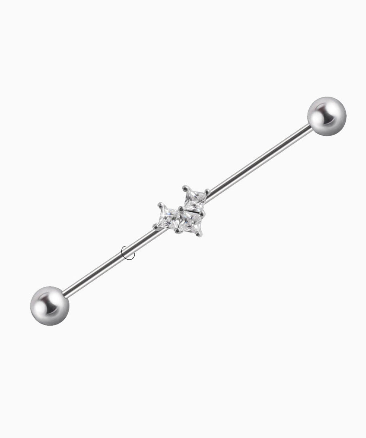 Sparkling Love Industrial Barbell - Stainless Steel - Industrial - Oumo Jewelry