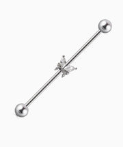 Beautiful Butterfly Industrial Barbell - Stainless Steel - Industrial - Oumo Jewelry