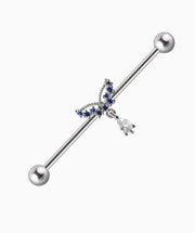 Blue Flying Wings Industrial Barbell - Stainless Steel - Industrial - Oumo Jewelry