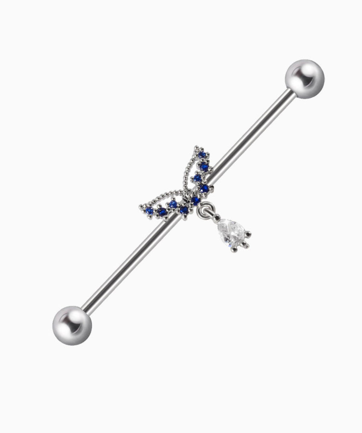 Blue Flying Wings Industrial Barbell - Stainless Steel - Industrial - Oumo Jewelry
