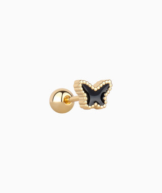 Black Enamel Butterfly Stud - OumoJewelry