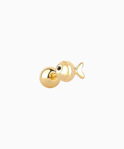Puffed Cute Fish Stud - Stainless Steel - Upper Lobe, Helix, Flat - Oumo Jewelry