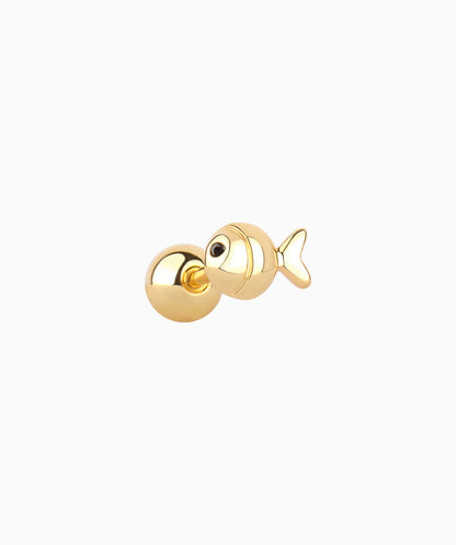 Puffed Cute Fish Stud