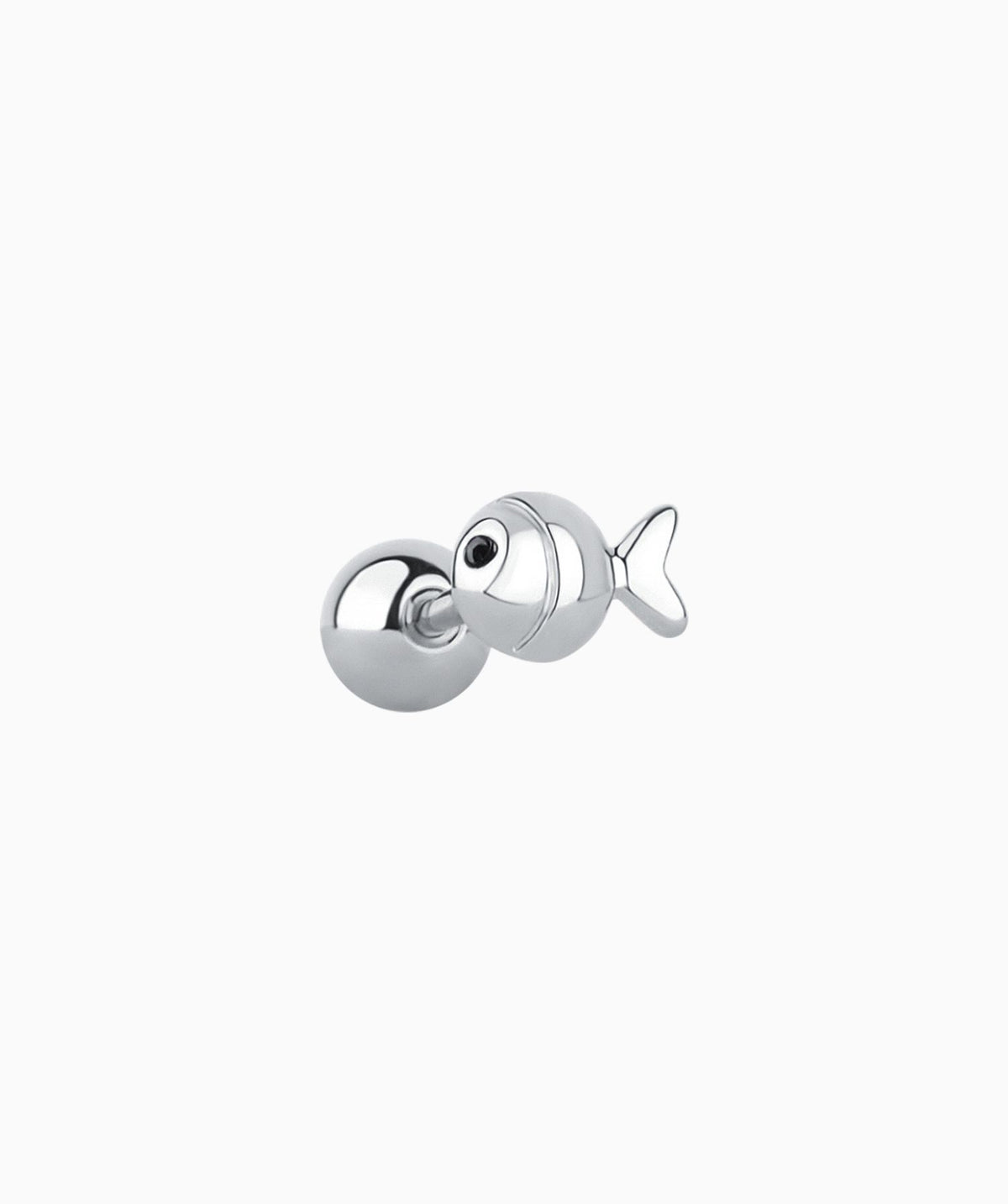 Puffed Cute Fish Stud - Stainless Steel - Upper Lobe, Helix, Flat - Oumo Jewelry