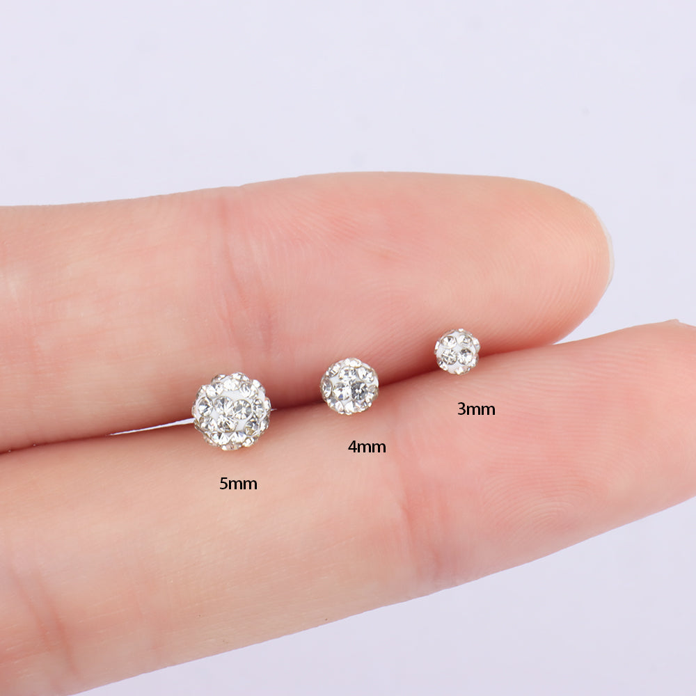 Disco Ball Push-in Flatback Stud - Stainless Steel - Helix, Forward Helix, Upper Lobe - Oumo Jewelry