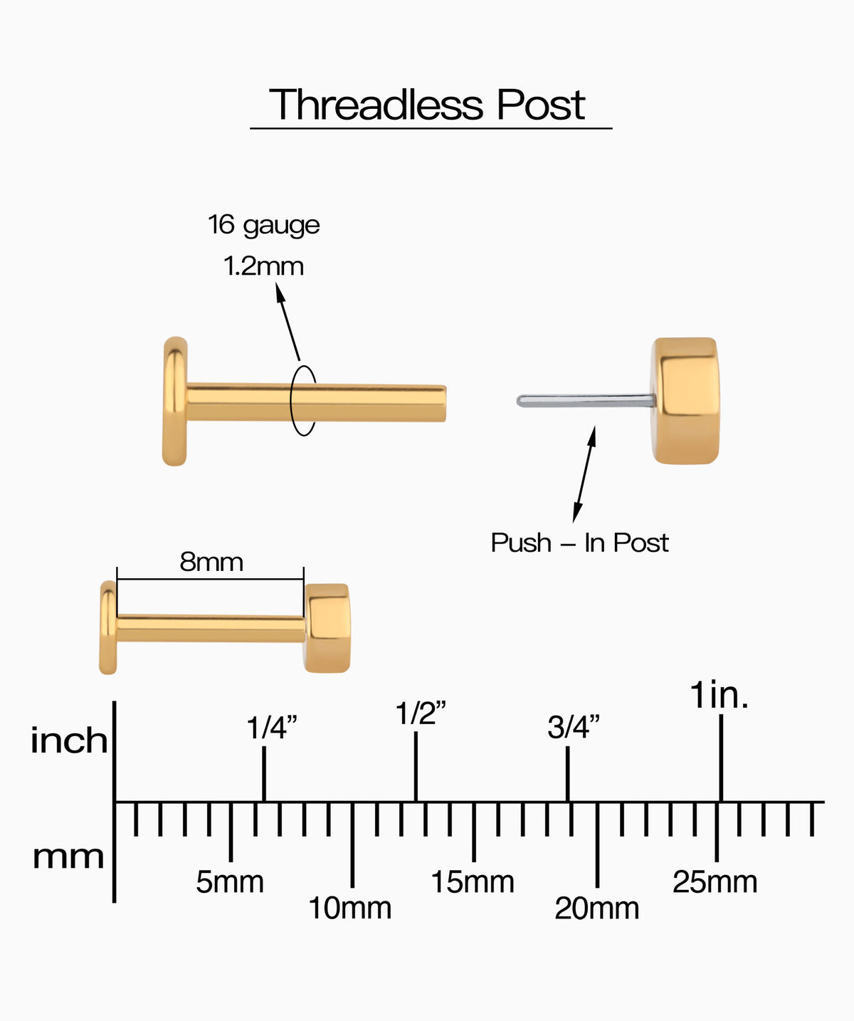 Basic Simple Flatback Stud - Stainless Steel - Helix, Forward Helix, Upper Lobe - Oumo Jewelry