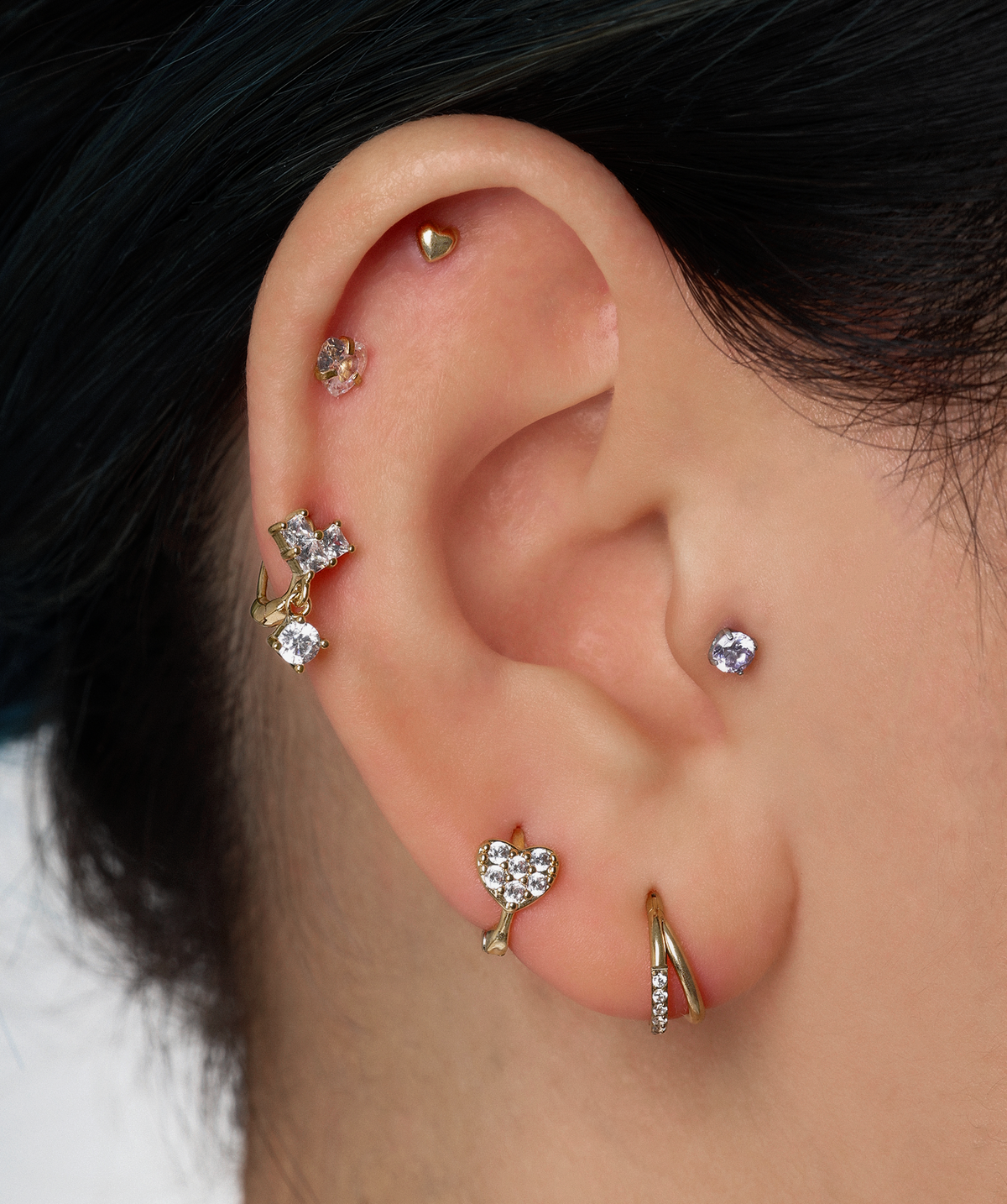 Heart Helix Hoop - Stainless Steel - Helix, Upper Lobe - Oumo Jewelry