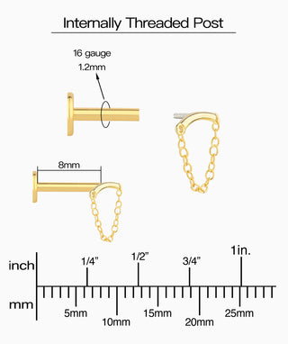 Chain Hidden Helix Flatback Stud - OumoJewelry