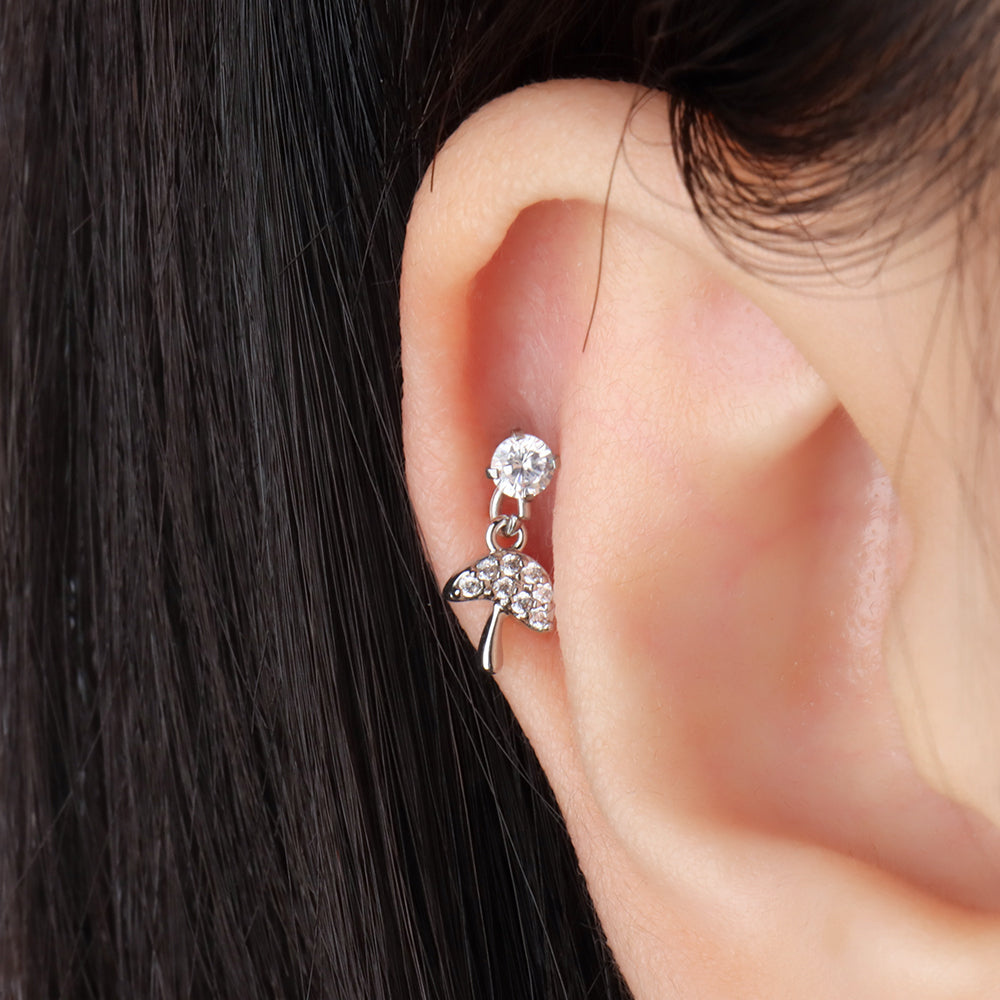 Mushroom Drop - Stainless Steel - Upper Lobe, Flat - Oumo Jewelry