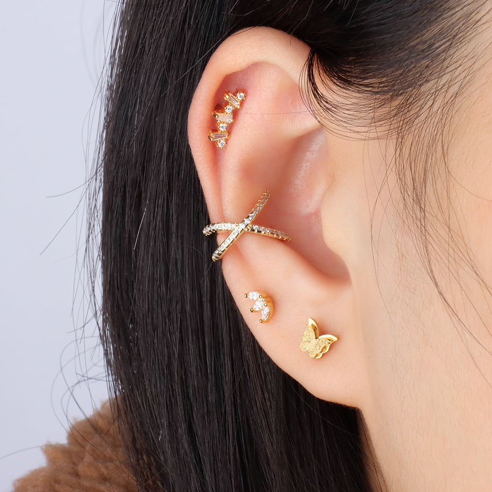 Marquise Stud - Stainless Steel - Upper Lobe, Helix, Flat - Oumo Jewelry