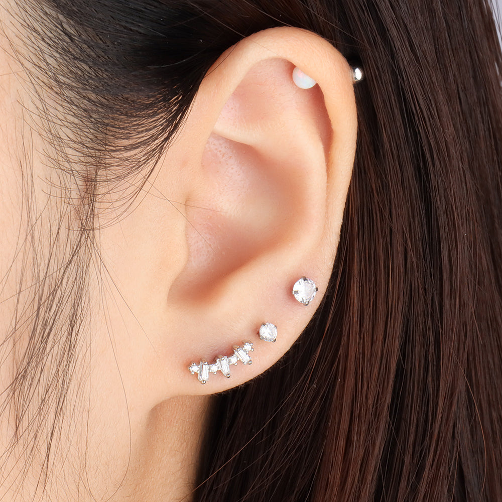 Threadless Sparkle Gems Flatback Stud - Stainless Steel - Helix, Forward Helix, Upper Lobe - Oumo Jewelry