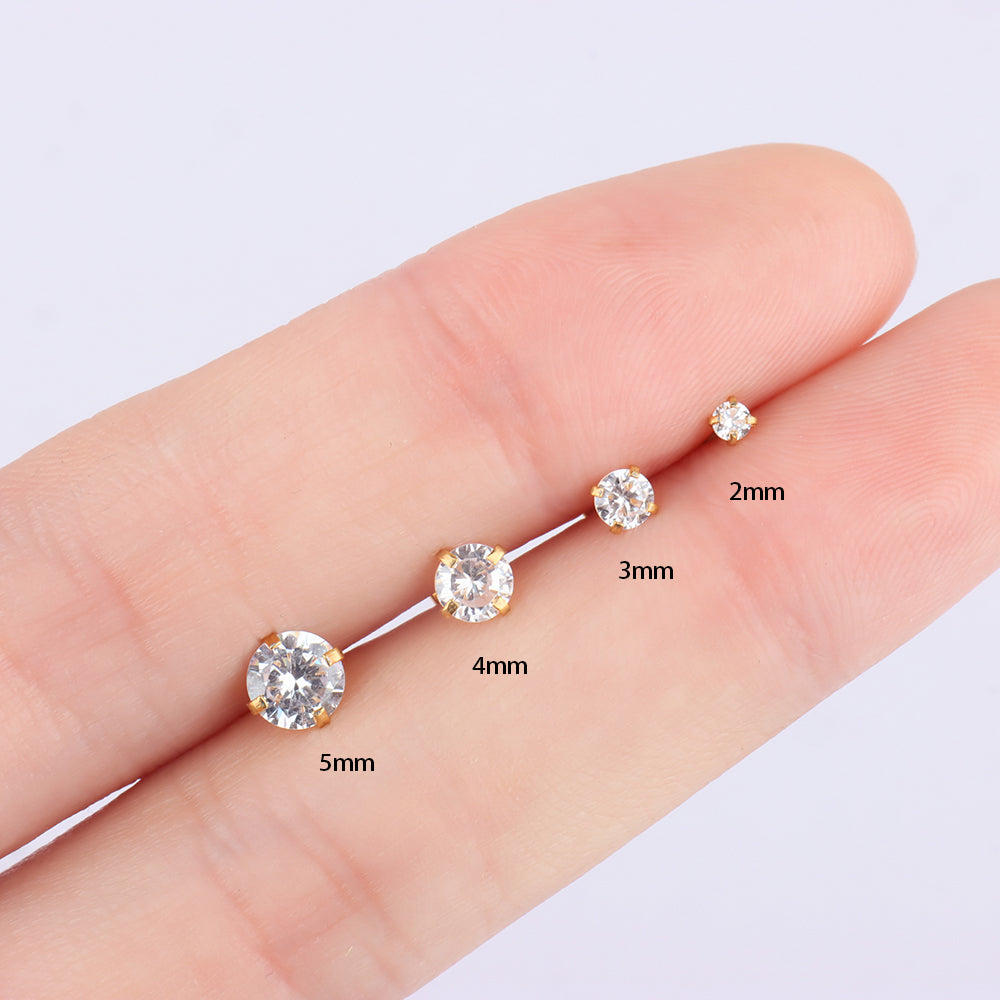 Threadless Sparkle Gems Flatback Stud - Stainless Steel - Helix, Forward Helix, Upper Lobe - Oumo Jewelry