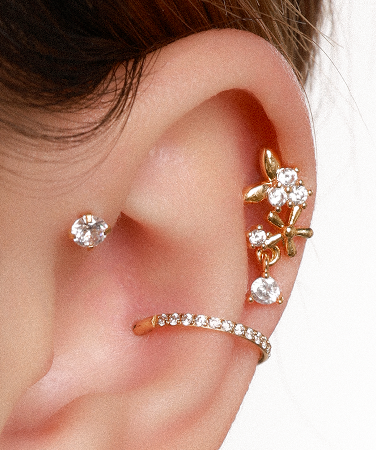 Threadless Sparkle Gems Flatback Stud - Stainless Steel - Helix, Forward Helix, Upper Lobe - Oumo Jewelry