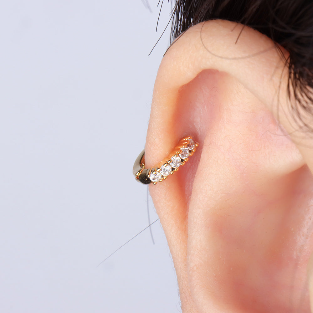 Glitter Gem Helix Hoop - Stainless Steel - Upper Lobe, Helix - Oumo Jewelry