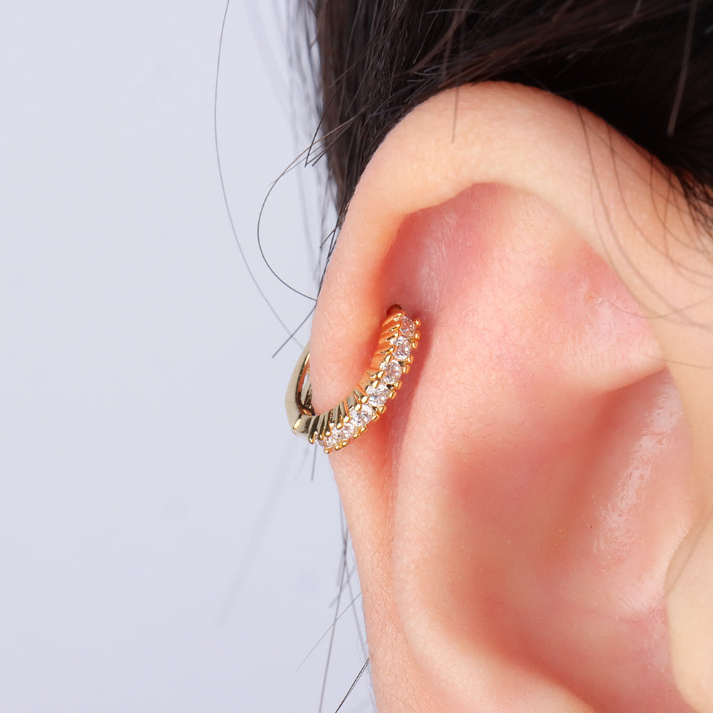 Glitter Gem Helix Hoop - Stainless Steel - Upper Lobe, Helix - Oumo Jewelry
