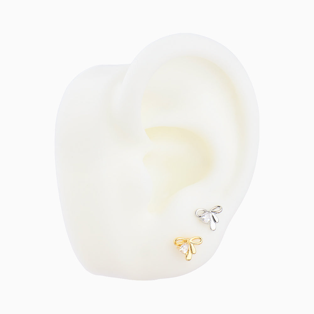 E2312092 Water Drop Bow Stud - OhmoJewelry