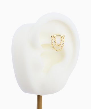Double Chain Hidden Helix Flatback Stud - OumoJewelry