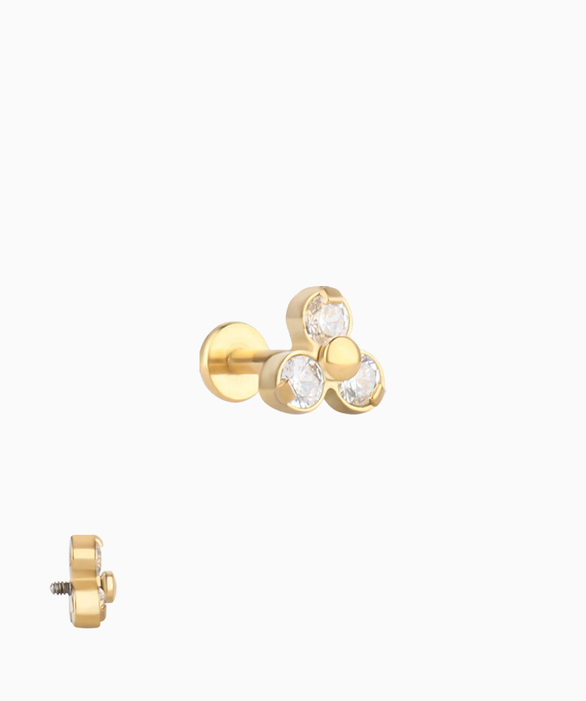 Basic Gem Flatback Stud - Stainless Steel - Helix, Upper Lobe, Conch - Oumo Jewelry