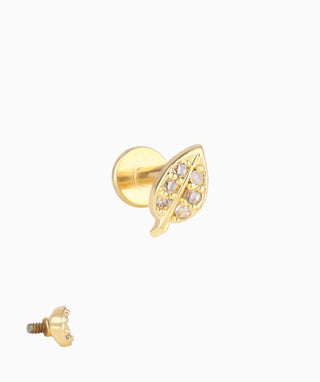 Gem Leaf Flatback Stud - OumoJewelry