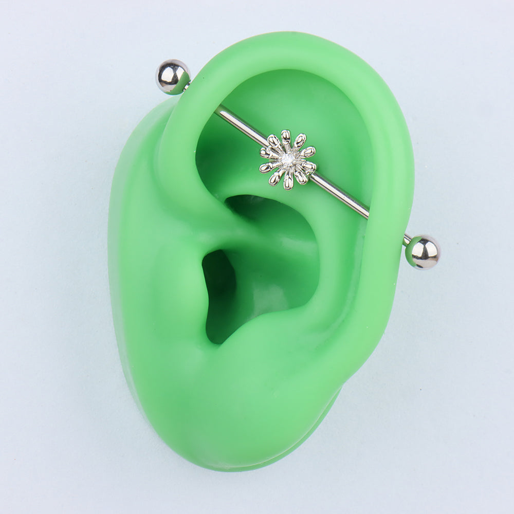 Flower Industrial Barbell - Stainless Steel - Industrial - Oumo Jewelry