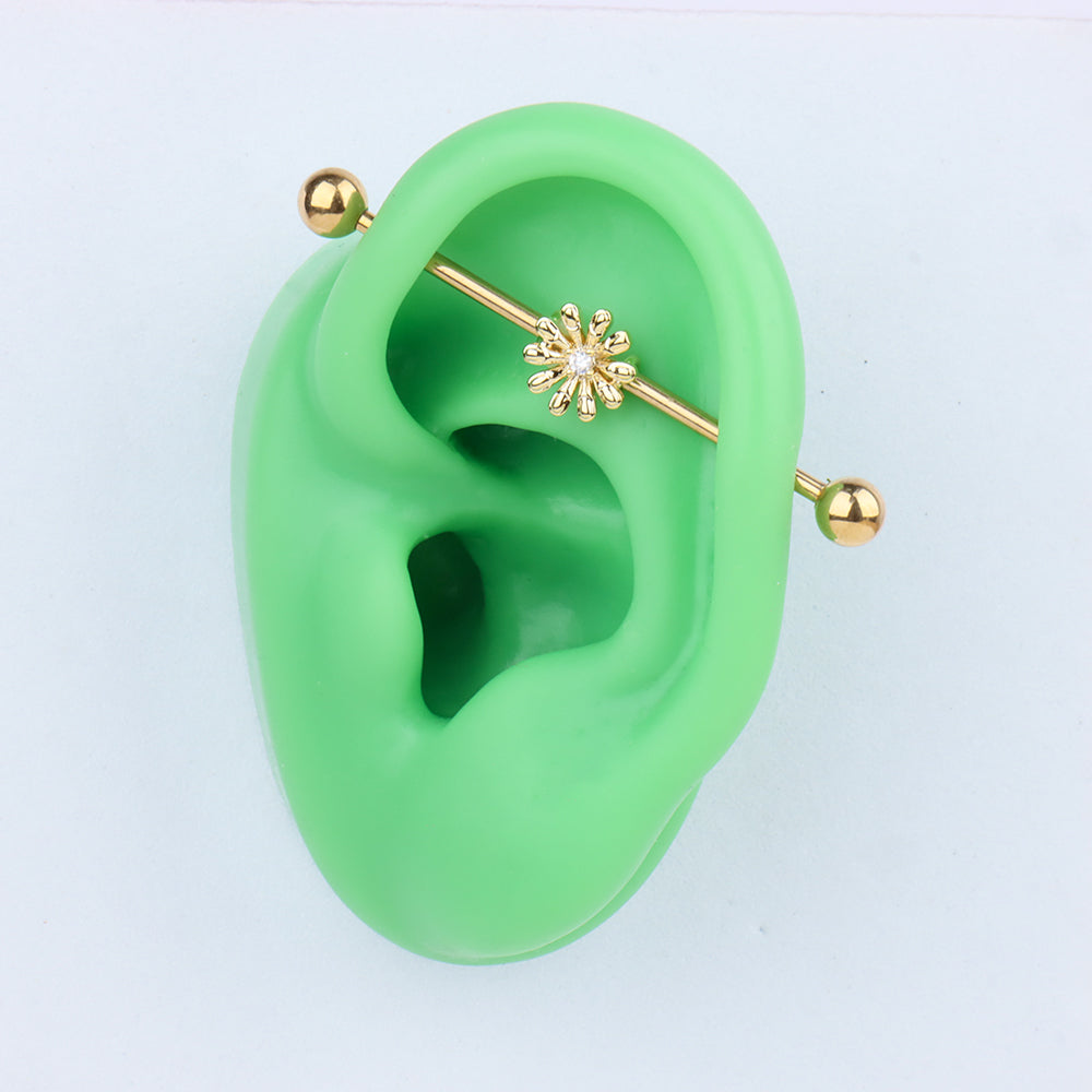 Flower Industrial Barbell - Stainless Steel - Industrial - Oumo Jewelry