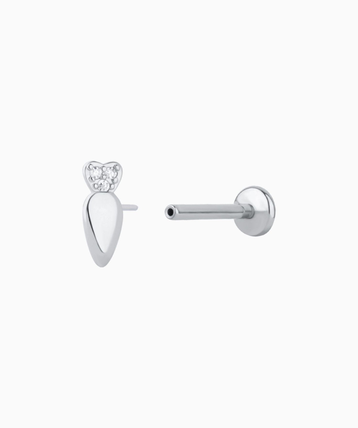 Titanium Cute Radish Flatback Stud - Titanium - Helix, Flat, Upper Lobe - Oumo Jewelry