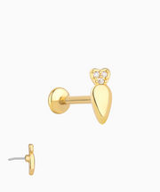 Titanium Cute Radish Flatback Stud - Titanium - Helix, Flat, Upper Lobe - Oumo Jewelry
