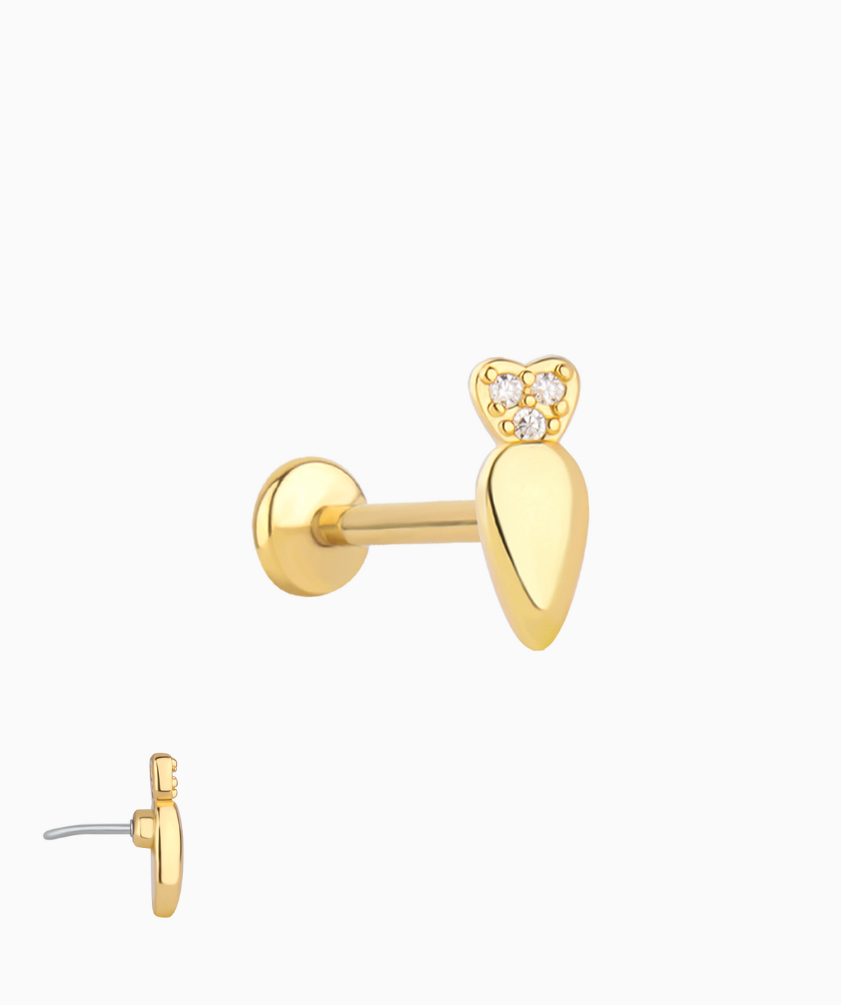 Titanium Cute Radish Flatback Stud - Titanium - Helix, Flat, Upper Lobe - Oumo Jewelry