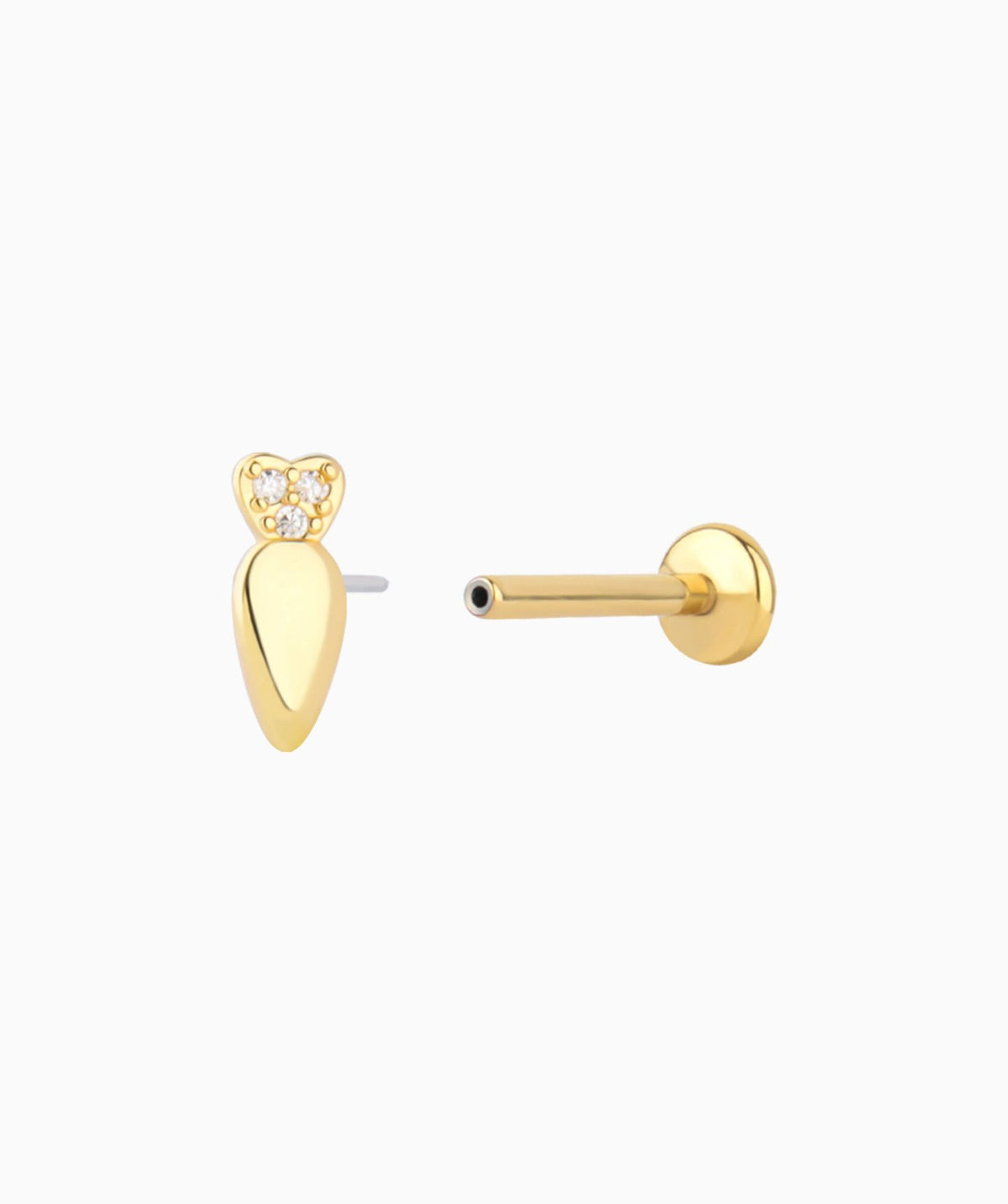 Titanium Cute Radish Flatback Stud - Titanium - Helix, Flat, Upper Lobe - Oumo Jewelry