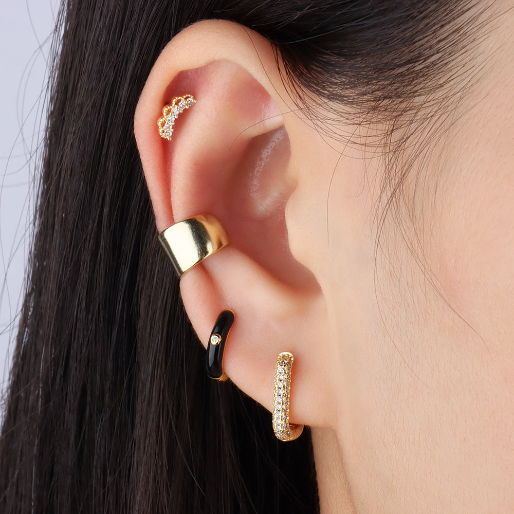 Shiny U-Shaped Hoop - Brass - Lobe - Oumo Jewelry