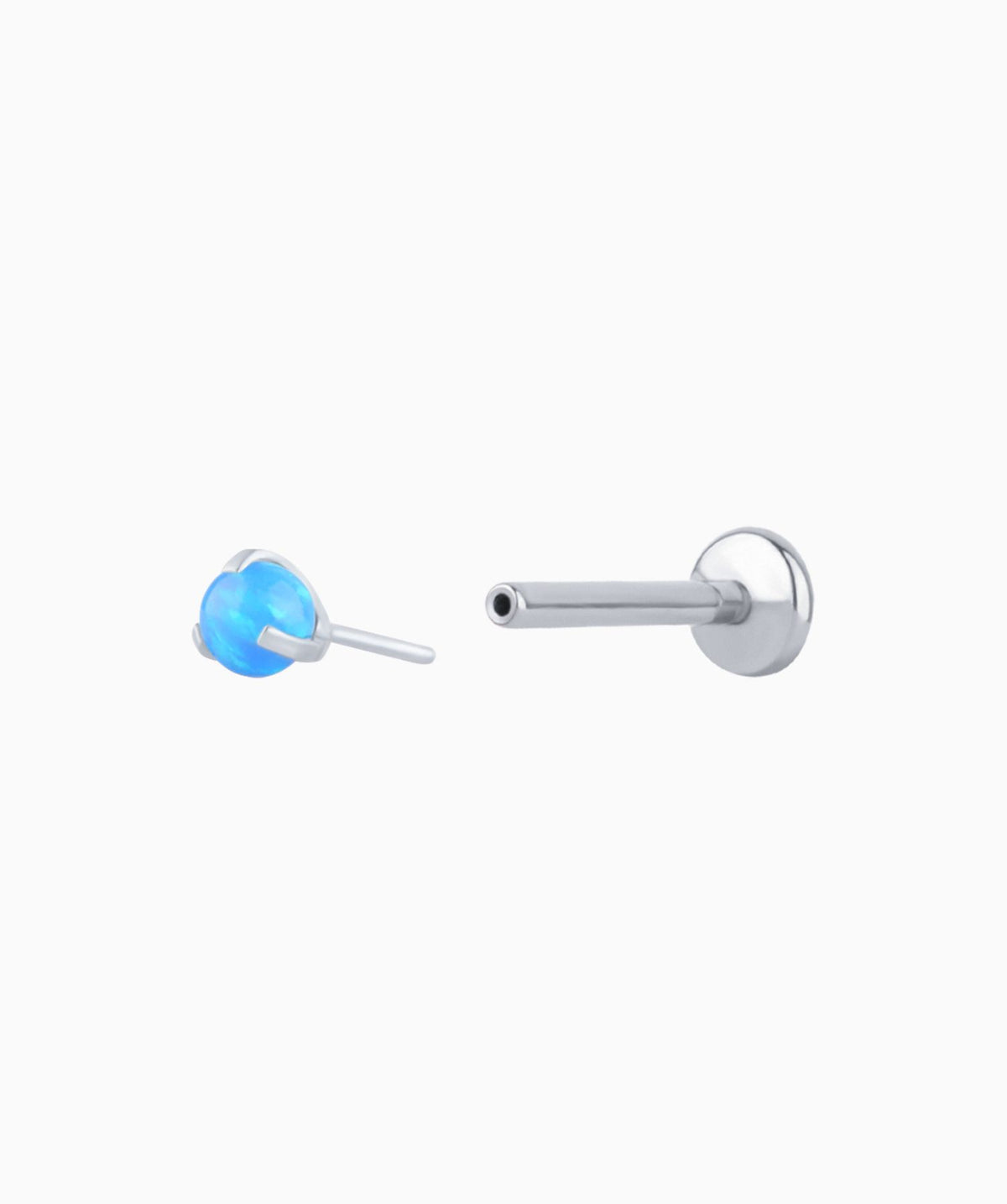 Charming Opal Ball Flatback Stud - Stainless Steel - Helix, Forward Helix, Upper Lobe - Oumo Jewelry