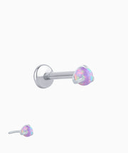 Charming Opal Ball Flatback Stud - Stainless Steel - Helix, Forward Helix, Upper Lobe - Oumo Jewelry