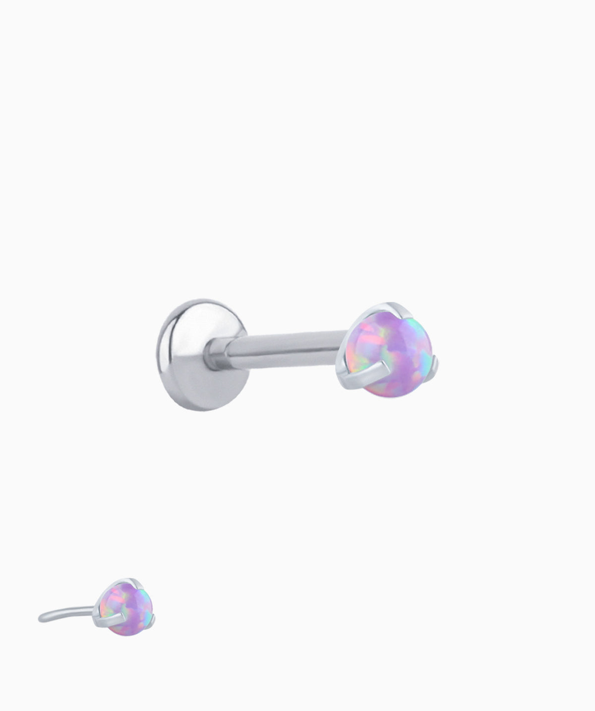 Charming Opal Ball Flatback Stud - Stainless Steel - Helix, Forward Helix, Upper Lobe - Oumo Jewelry