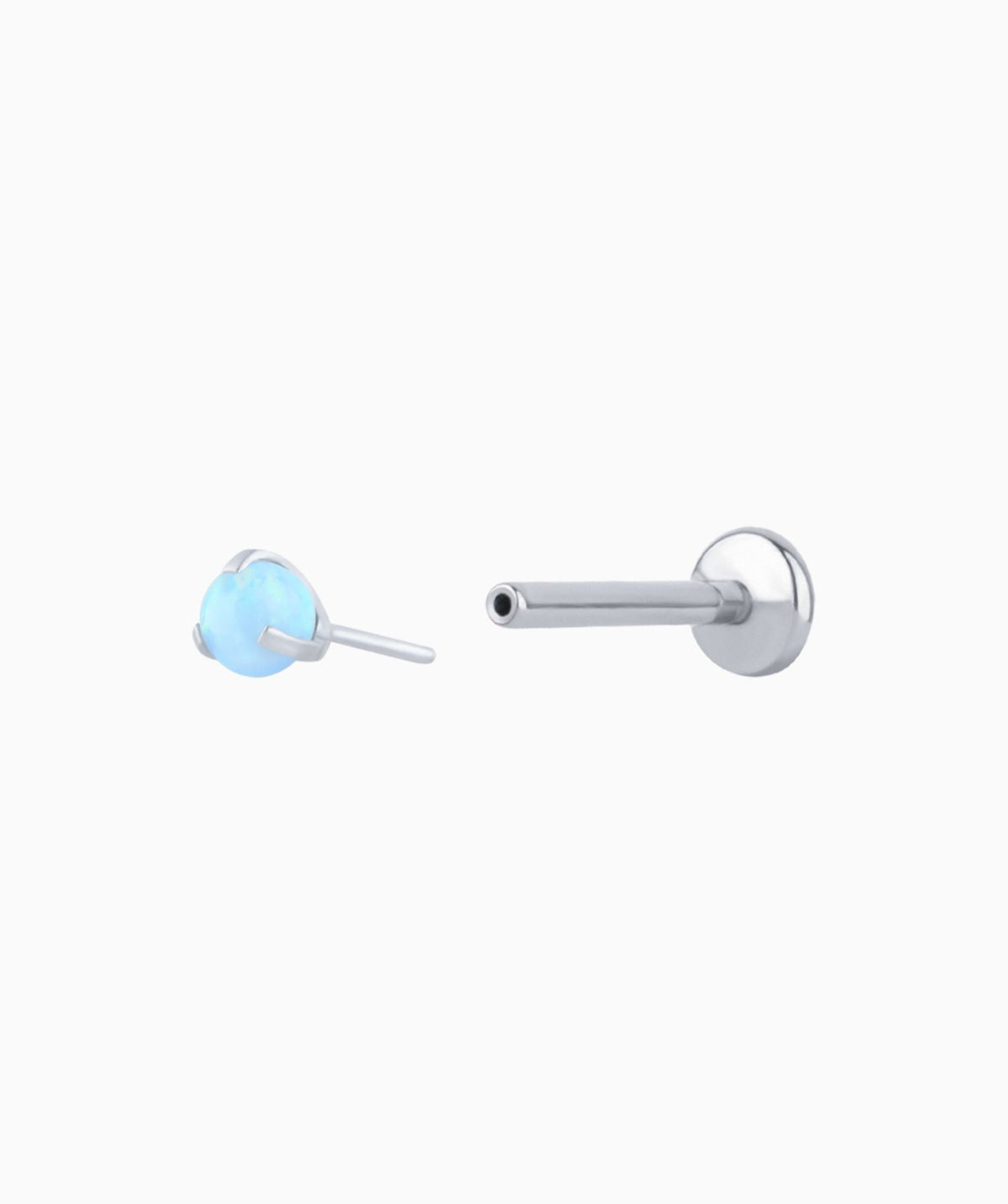 Charming Opal Ball Flatback Stud - Stainless Steel - Helix, Forward Helix, Upper Lobe - Oumo Jewelry
