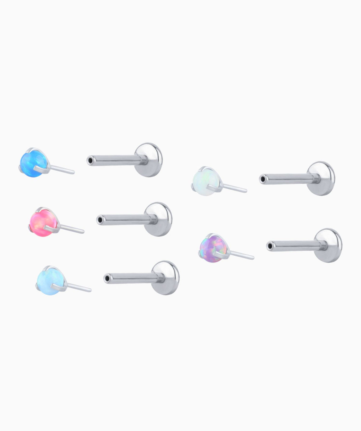 Charming Opal Ball Flatback Stud - Stainless Steel - Helix, Forward Helix, Upper Lobe - Oumo Jewelry