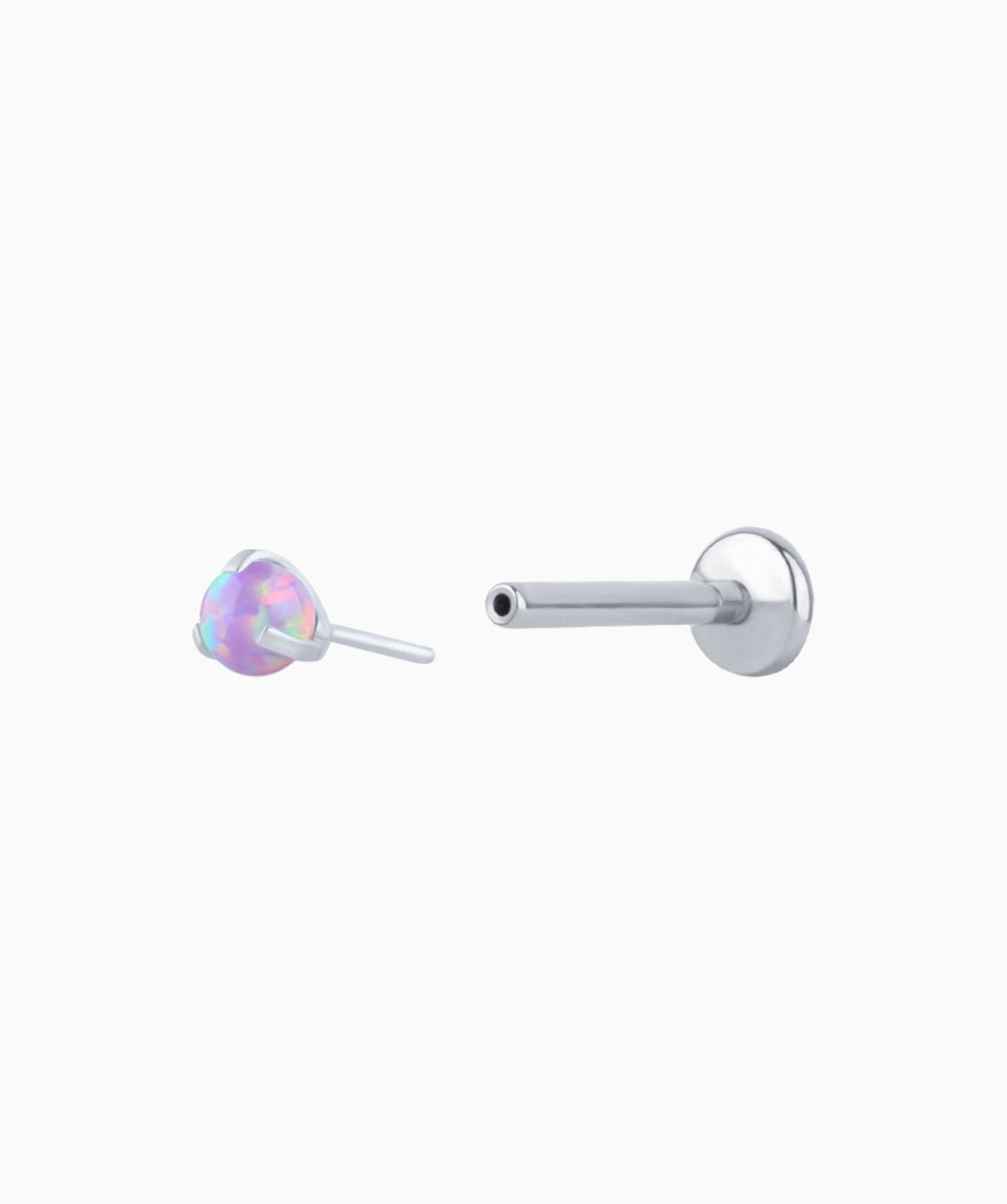 Charming Opal Ball Flatback Stud - Stainless Steel - Helix, Forward Helix, Upper Lobe - Oumo Jewelry