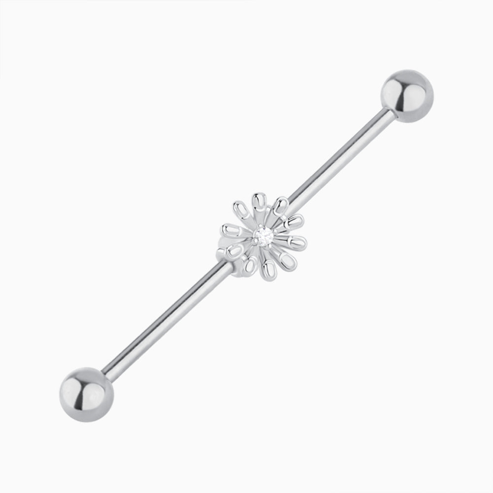 Flower Industrial Barbell - Stainless Steel - Industrial - Oumo Jewelry