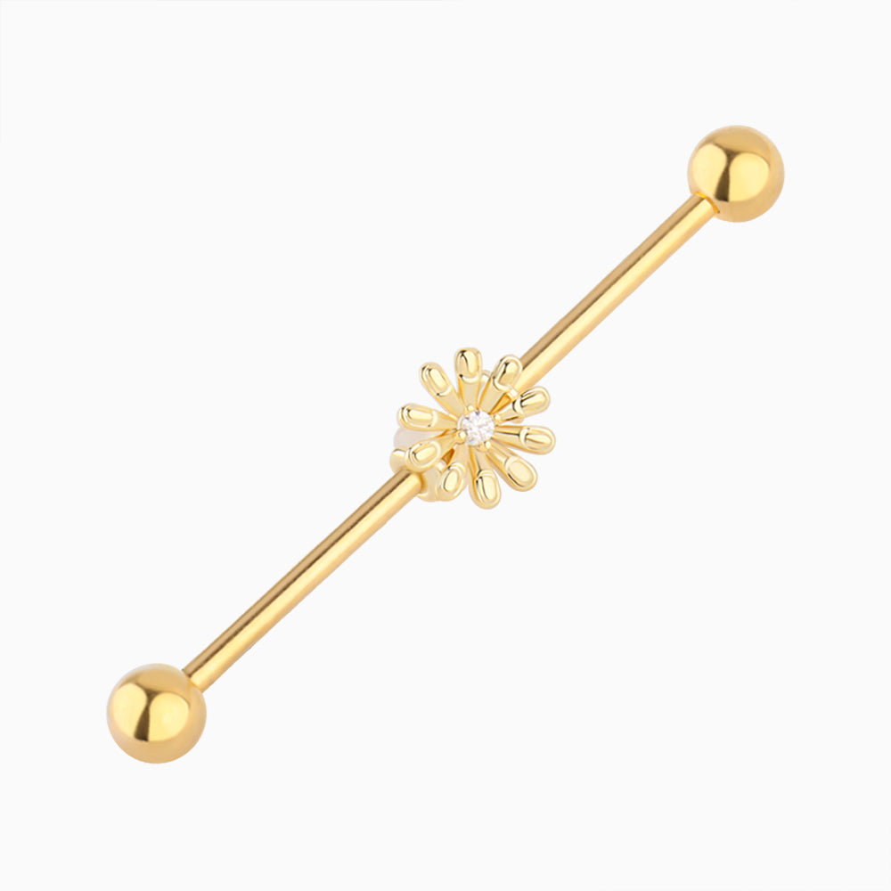 Flower Industrial Barbell - Stainless Steel - Industrial - Oumo Jewelry