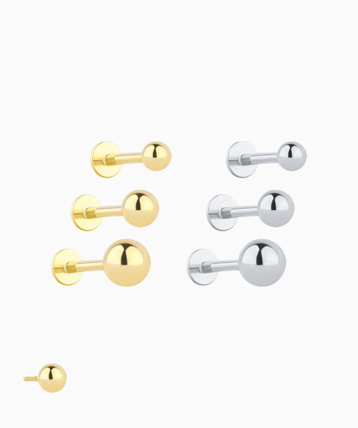 Basic Ball Flatback Stud - Sterling Silver 925 - Helix, Forward Helix, Upper Lobe - Oumo Jewelry