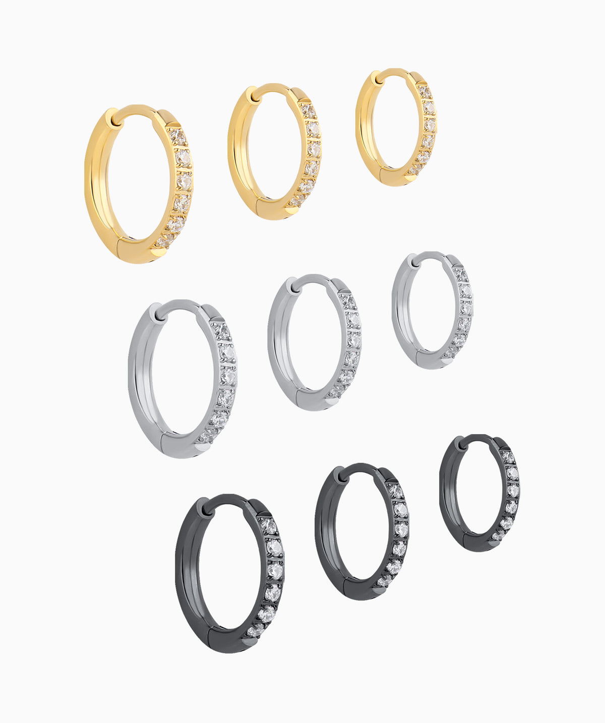 Basic Sparkling Hoop - Stainless Steel - Lobe, Upper Lobe - Oumo Jewelry