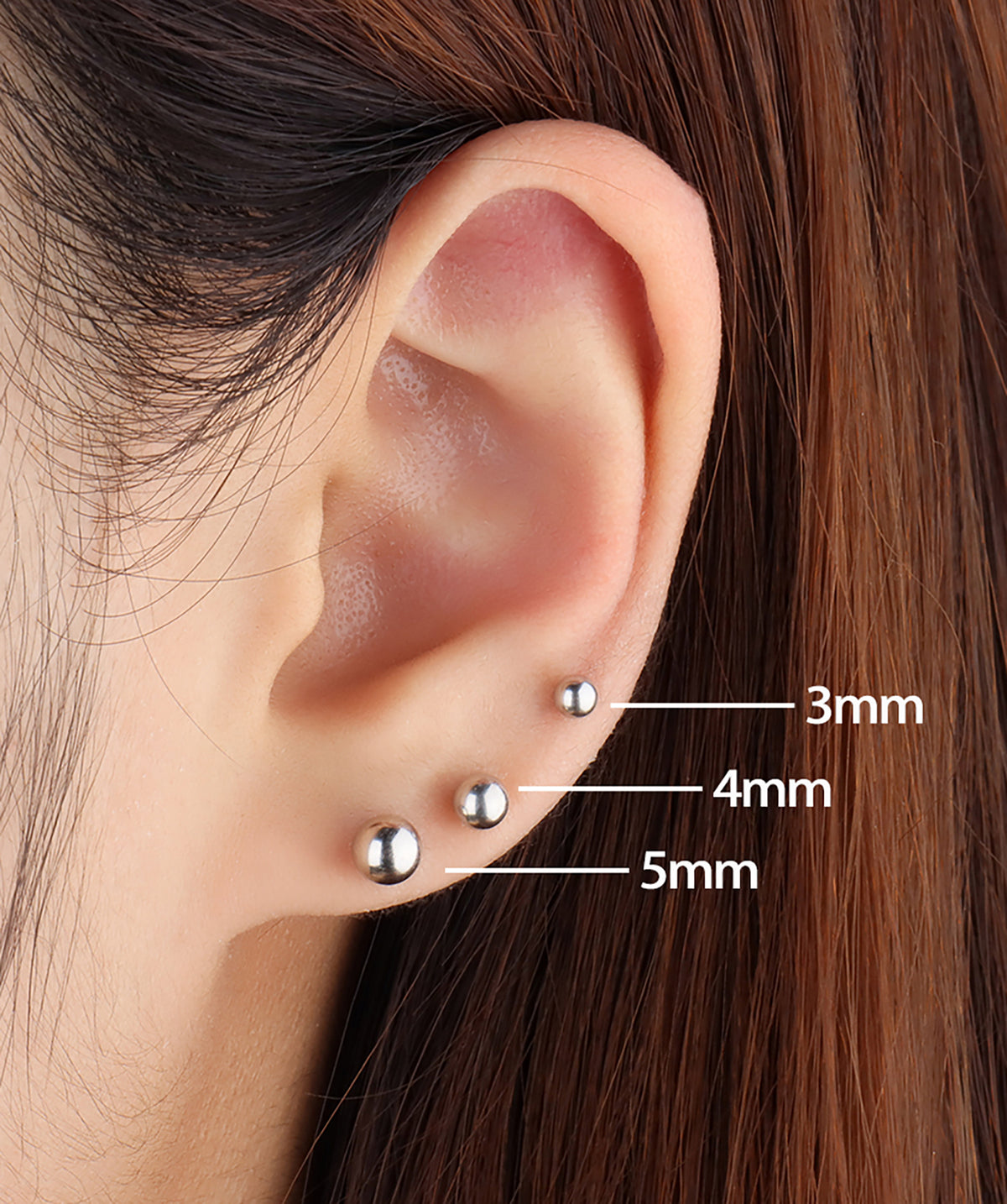 Basic Ball Flatback Stud - Sterling Silver 925 - Helix, Forward Helix, Upper Lobe - Oumo Jewelry