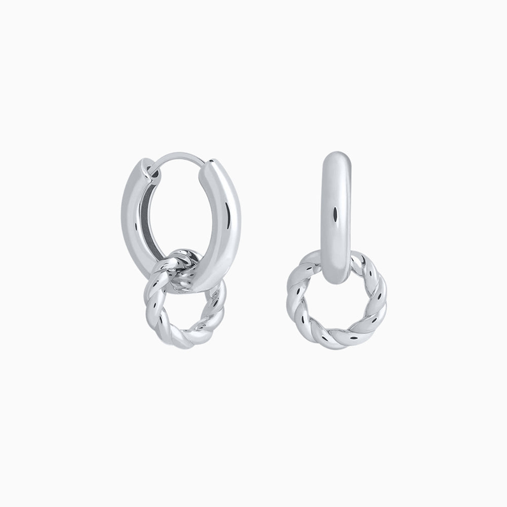 Twist Hoop Drop Earrings - Brass - Oumo Jewelry