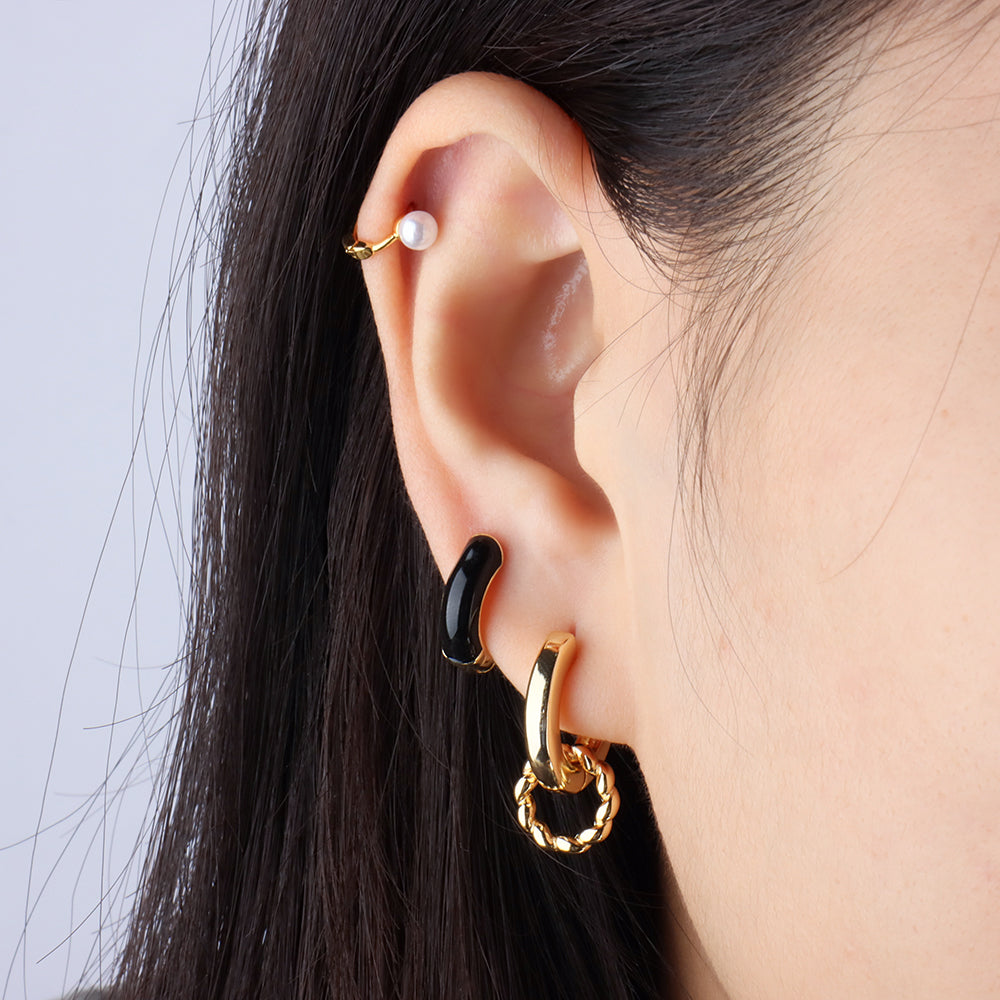 Twist Hoop Drop Earrings - Brass - Oumo Jewelry