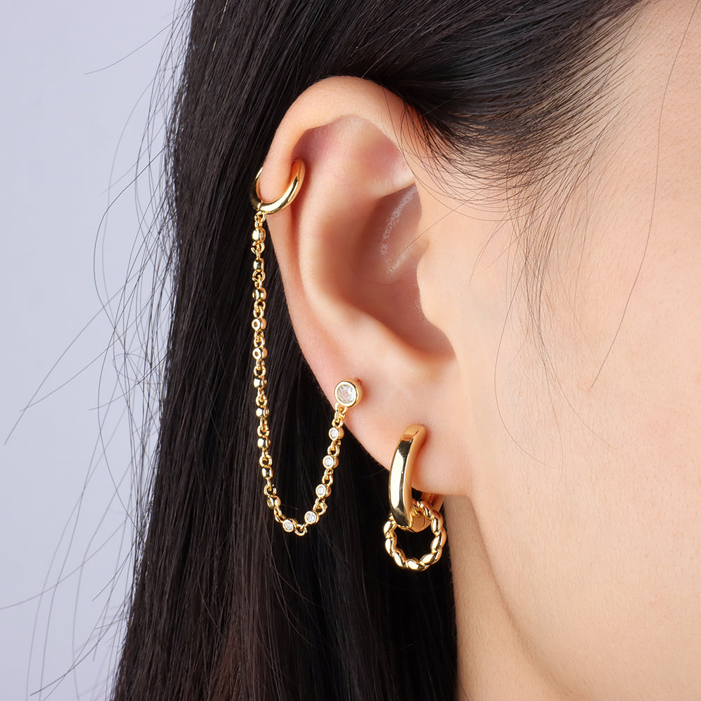 Twist Hoop Drop Earrings - Brass - Oumo Jewelry