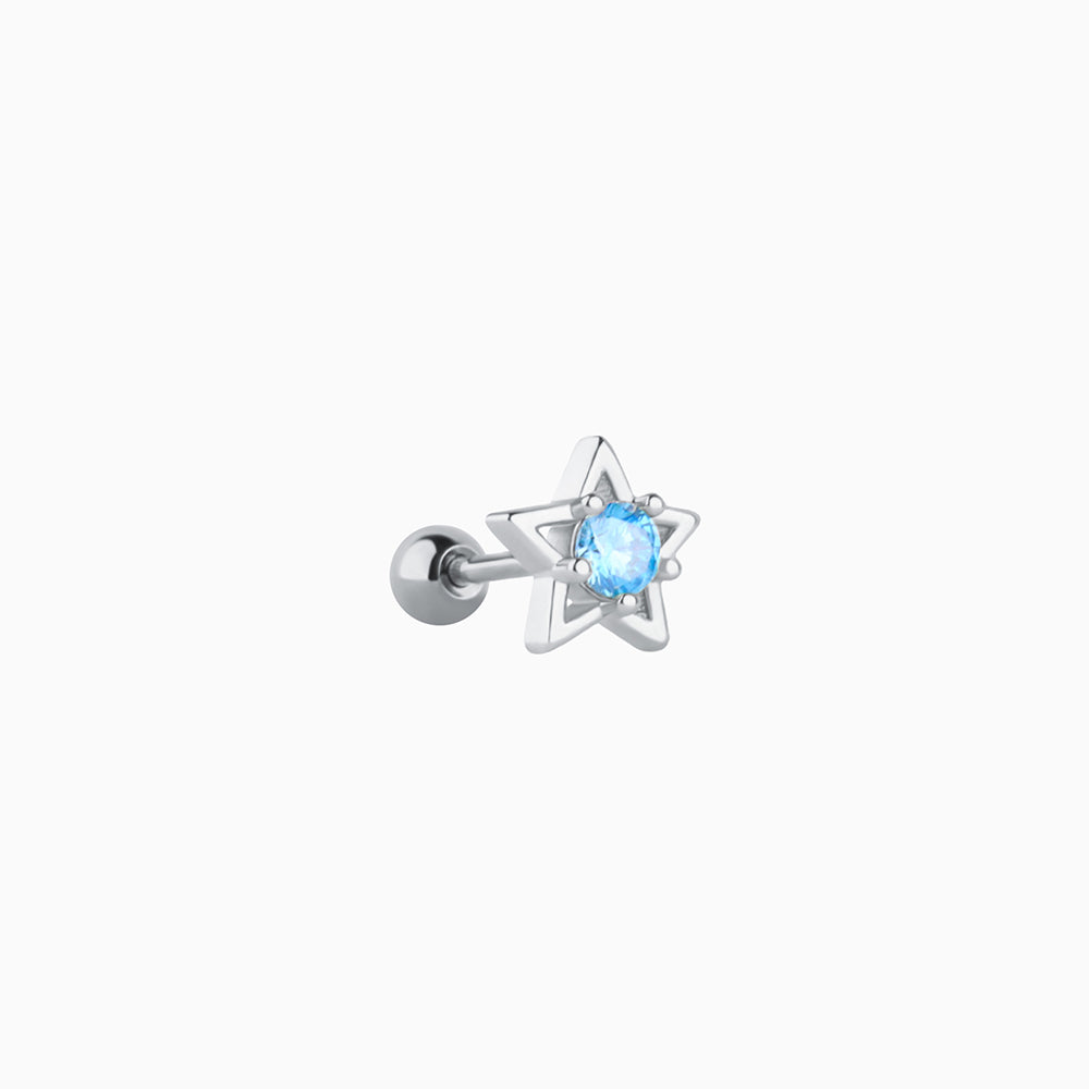 Beautiful Star Stud - Stainless Steel - Upper Lobe, Helix, Flat - Oumo Jewelry