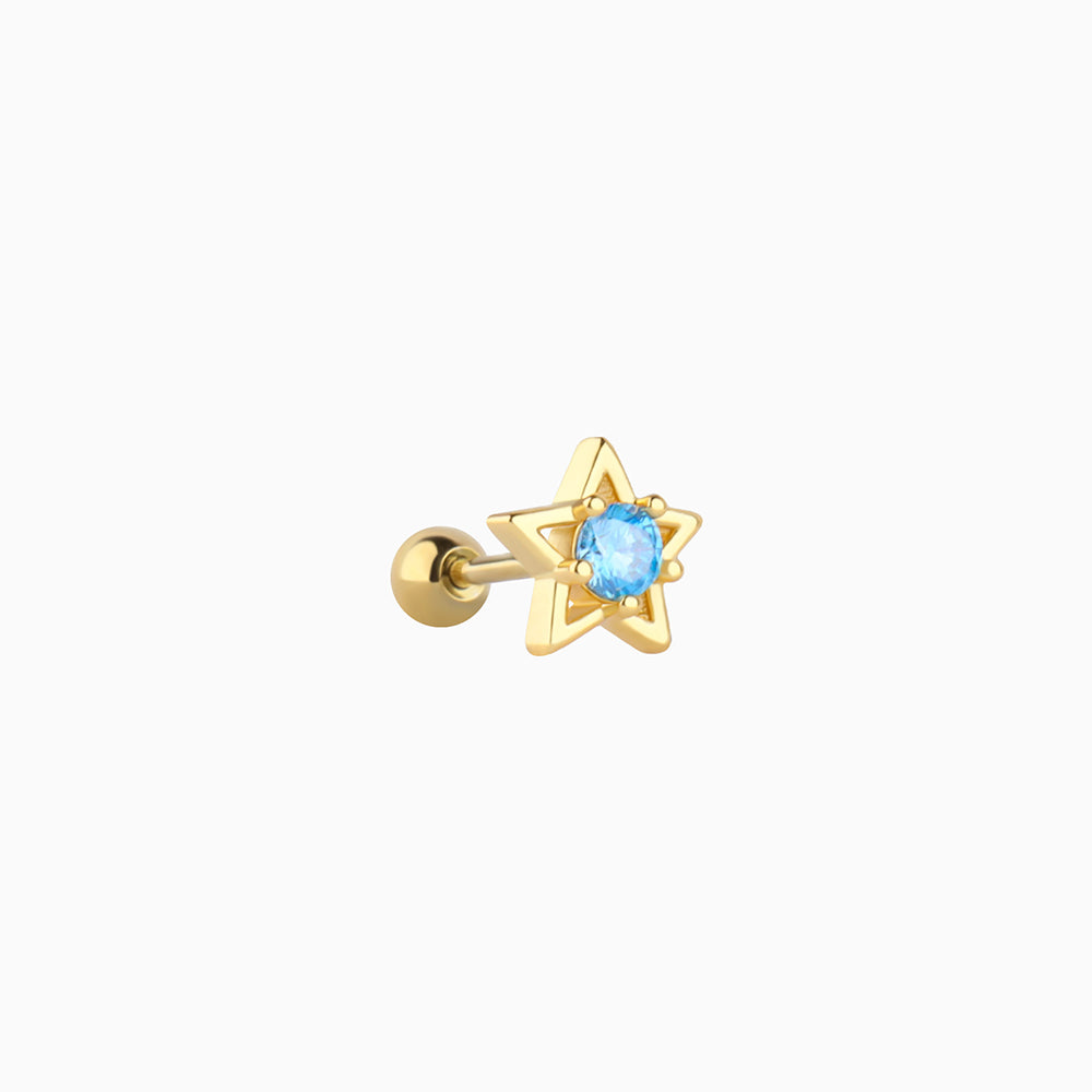 Beautiful Star Stud - Stainless Steel - Upper Lobe, Helix, Flat - Oumo Jewelry