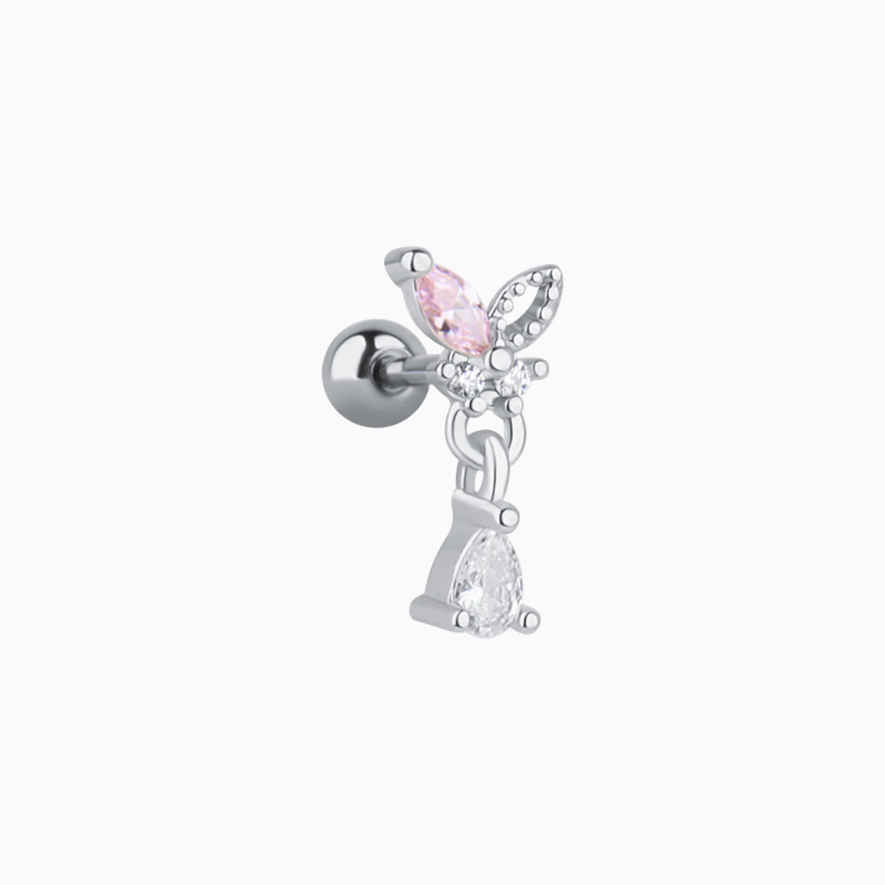 Butterfly Drop Earring - Stainless Steel - Upper Lobe, Flat - Oumo Jewelry